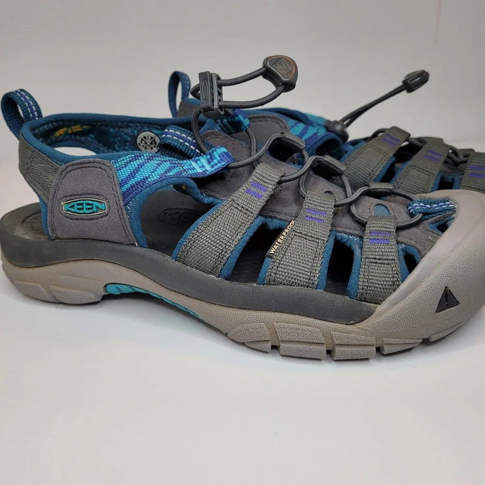 Keen Newport H2 Sandals Womens 7.5 Grey Blue Excellent Waterproof Hiking Hybrid
